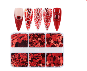 <span class=keywords><strong>2023</strong></span> <span class=keywords><strong>saint</strong></span> <span class=keywords><strong>valentin</strong></span> 6 grilles mixte Nail Art paillettes brillant rouge amour coeur conception <span class=keywords><strong>ongles</strong></span> accessoires paillettes - Product Image 3