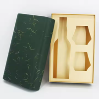 Caja de regalo de vino individual hecha a mano de lujo personalizada diseño curvo de cartón rígido para champán whisky botella de vino tinto esponja en relieve