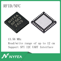 Tarjeta RF sin contacto NYFEA de 13,56 MHz, reemplazo NF663 CLRC66303HNY, lector/escritor NFC RFID IC compatible con SPI I2C UART 5*5*0,85 mm