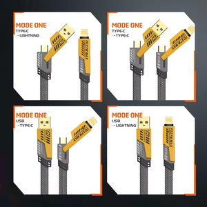 Câble USB C 4 en 1 Câble de port en L 100W 60W Cordon de charge rapide Cordon de chargeur plat en nylon tressé anti-enchevêtrement Câble de charge multiple - Product Image 4