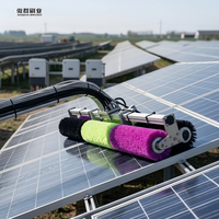 Brosse de nettoyage de panneaux solaires rotative à énergie hydraulique |   Outil de nettoyage à sec PV efficace |   avec prise en charge du dessin 3D