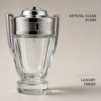 Flacon de parfum vide personnalisé en verre, design coupe-trophée 30 ml avec bouchon nervuré argenté et poignées en forme d'ailes, atomiseur rechargeable en gros