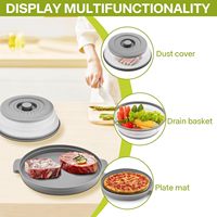 Couvercle anti-éclaboussures pour micro-ondes, pliable et ventilé en silicone – Couvercle de protection pour assiettes et plats avec poignée
