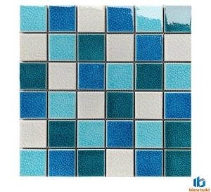 Vente Flash : Carrelage Mosaïque Effet Glace Craquelée 306x306mm Multicolore pour Mur de Piscine et Aménagement Paysager - Product Image 1