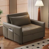 Canapé-lit minimaliste moderne en bois pour salon et chambre, petit canapé-lit moelleux, fauteuil inclinable paresseux en forme de L, mobilier de salon individuel pliable en cuir