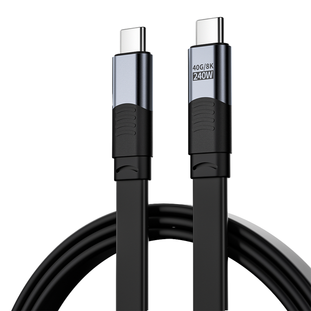 USB4 Full-Featured Type-C Dual-Head Flat Cable 40Gbps 5A Fast Charging Camera Use PVC Jacket 8K HD Video Compatible