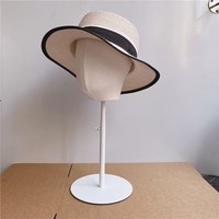 Présentoir autoportant en métal blanc avec dôme en toile pour perruques et chapeaux, tête de mannequin blanche