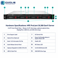 Serveur informatique HPE ProLiant DL360 Gen11 8 SFF Intel 4514Y 16 cœurs 128 Go de RAM 2x1000W RPS 1U neuf