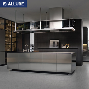 Armoires de cuisine en aluminium et acier inoxydable au design moderne personnalisé Allure avec roulettes - Product Image 3