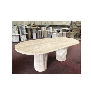 Mesa de Centro Moderna Personalizada, Impermeable, de Gran Formato, con Superficie y Laterales de Mármol Acanalado Encolado <span class=keywords><strong>para</strong></span> Villa - Product Image 3