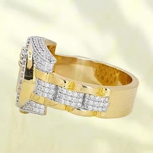 Anillo de Moissanita Brillante Estilo Hip Hop Unisex con Incrustaciones de Diamantes para Conciertos, Clubes y Estilo Casual de la India - Product Image 5