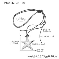Collier tendance et élégant en acier inoxydable avec étoile de mer spirale, cordon noir réglable pour femme