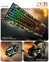Combo clavier-souris de jeu 4-en-1 avec rétroéclairage LED RVB Casque filaire pour les joueurs PC et pour les utilisateurs de Xbox PS4