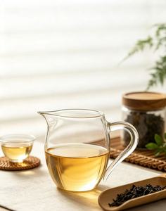 Pichet à thé en verre transparent personnalisé en gros avec poignée, carafe à eau en verre résistant à <span class=keywords><strong>la</strong></span> chaleur avec bec verseur pour <span class=keywords><strong>la</strong></span> maison, les restaurants et les fêtes - Product Image 1