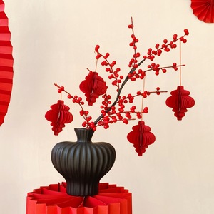 Baies artificielles de houx Qingyu Chronicle, 9 branches, fruits de la fortune rouges pour décorations du Nouvel An, accessoires de mariage et de maison - Product Image 4
