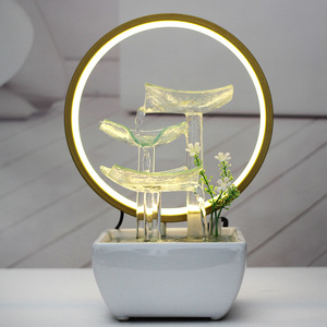 Fuente de agua de escritorio Quanfangyuan Lotus con anillo de luz LED 110-230V para decoración del hogar y la oficina - Product Image 1