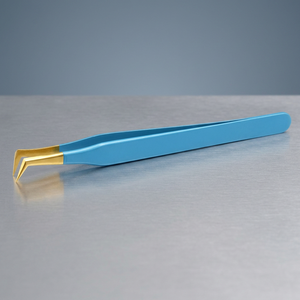 Gold Tip Eyelash Tweezers U-shaped tweezers for <b>lashes</b> Metal eyelash <b>extension</b> tool Blue beauty tweezers - Product Image 4