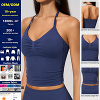 Débardeur de yoga pour femme, personnalisé avec logo, col halter, dos nu, séchage rapide, respirant, coupe ajustée, soutien-gorge de sport pour la gym et le fitness
