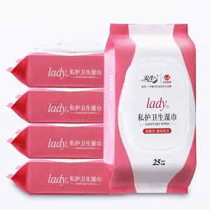 OEM Nhãn Hiệu Riêng 25 Cái/gói Ladies Hữu Cơ Spunlace Không Dệt Nữ Tính Cá Nhân Thân Mật Ướt Wipes