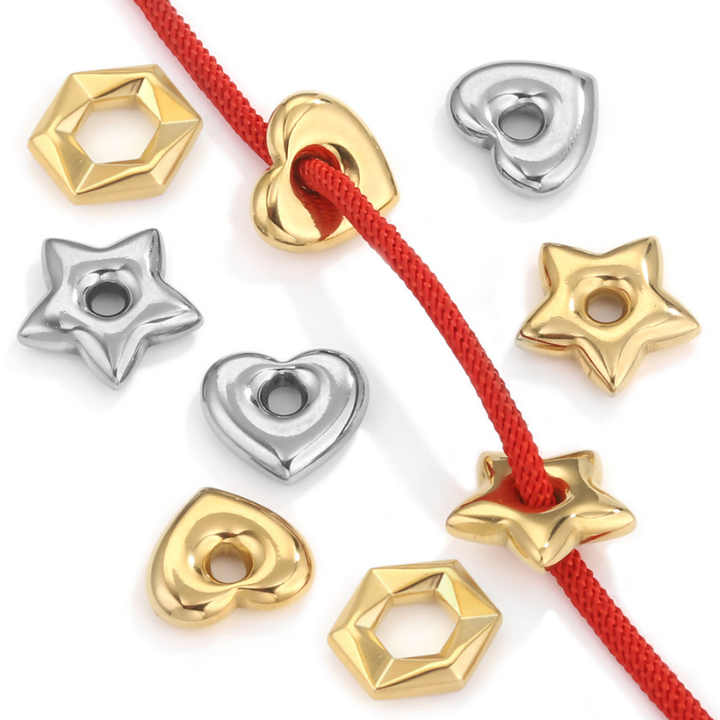 Decorative Beads For Jewelry 2026.2026 Stainless Steel Round Square Triangle Beads 3.5mm Big Hole Heart ...