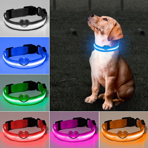 신상품 조절 가능 방수 친환경 UV 프린팅 클래식 배터리 포함 나일론 <span class=keywords><strong>LED</strong></span> 애완견 목줄 S-M-L 사이즈 - Product Image 3