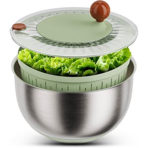 Kitchen Multifunction Manual Control Stainless Steel <b>Salad</b> Spinner Colander Vegetable Mixer Dryer Fruit Chopper Dishwasher Safe - Product Image 1