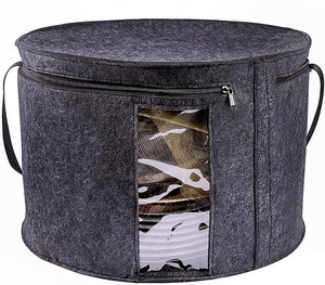 Round felt Hat Storage Box Collapsible Hat storage Organizer bag with Dustproof Lid for hats and Toys