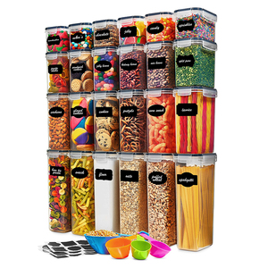 Wholesale 24 Pack Kitchen & Pantry Food Grade Plastic Airtight Dry Cereal Food Storage Containers Set for Sugar Flour Baking