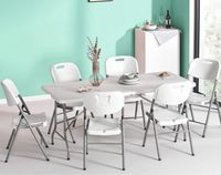 Table rectangulaire pliable en plastique Moon 180 cm, moderne, légère, durable, multi-usage, gain de place, pour la famille, l'hôtel, le parc