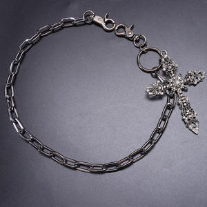 <b>Cross</b> Waist <b>Chain</b> Gunmetal Rhinestone Pendant Zinc Alloy Single Layer Daily Wear Fashion Body <b>Chain</b> - Product Image 6