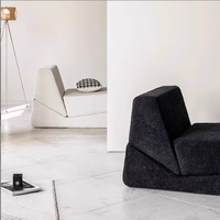 Style nordique couleur unie pliant paresseux canapé-lit tissu velours pliable sol salon canapé avec fonction Tatami emballé sous vide