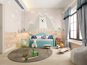 Personalizzato 3D stampato Eco-Friendly per bambini camera da letto decorazione della parete cartone animato animale orso polare carta da parati murale carta da parati per il miglioramento della casa - Product Image 4