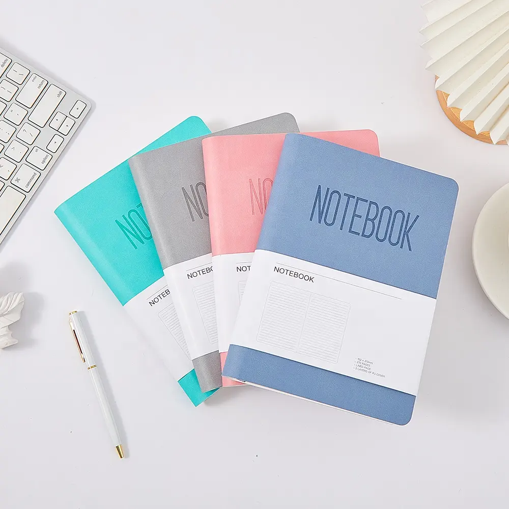 Biểu Tượng Tùy Chỉnh Softcover PU Da Máy Tính Xách Tay Tinh Khiết Máy Tính Xách Tay Với Bụng Ban Nhạc Cho Sinh Viên Nhật Ký Và Lưu Ý