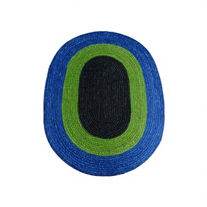Tapis en jute tressé ovale abstrait moderne, fait main, écologique, antidérapant, adapté aux animaux domestiques, lavable, style bohème rustique pour salon et chambre - Product Image 2