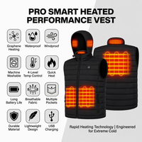 Gilet chauffant avec capuche, plusieurs poches, recharge USB, respirant, durable, super léger, hiver et coupe-vent