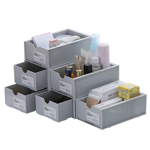 Desktop <b>Drawer</b> <b>Storage</b> Box <b>Stackable</b> Gray Rectangle For Stationery Cosmetics Makeup Organizers - Product Image 5