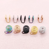 Nouvelles boucles d'oreilles en acier inoxydable, style Kéloïde, à clipser pour cartilage, avec fil en spirale, manchette d'oreille non-percée, fausse bague de nez