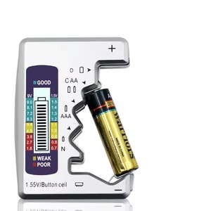 فاحص رقمي للبطارية بشاشة عرض LCD AA/AAA/9V/1.5V فاحص سعة بطارية خلية العملة مزود بحامل تحليل أداة تشخيصية - Product Image 2