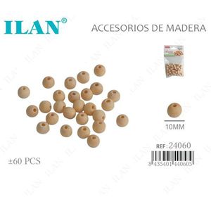 Perline in legno ILAN da 10 mm rotonde per artigianato e creazione di gioielli - Product Image 3