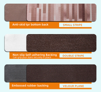 Tapis d'escalier auto-adhésif de luxe moderne à rayures, antidérapant, résistant aux taches, adapté aux animaux domestiques, en polyester fabriqué à la machine
