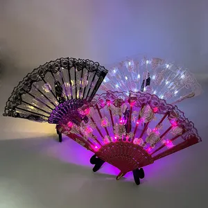 TGYW Abanico LED Luminoso con Diseño de Rosa de Encaje, Abanico Grande en Forma de Mano <span class=keywords><strong>para</strong></span> Damas, Accesorio <span class=keywords><strong>para</strong></span> Fiestas, Navidad, Música, Danza - Product Image 6