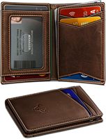 Dompet Kartu Kredit Minimalis Tipis Kulit Asli Pria Mewah dengan Blokir RFID, Logo Kustom, dan Lapisan Katun Organik