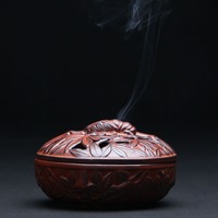 Brûleur d'encens en céramique sculpté en bambou vintage MSH, brûleur d'encens en céramique fait main pour la maison