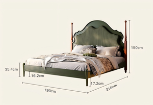 JD French Retro White Ash Solid Wood Adjustable Full-Size Durable Grade Corduroy Upholstered Plywood Panel <b>Bed</b> <b>Frame</b> Luxury <b>Soft</b> - Product Image 6