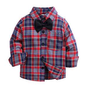 Camisa a Cuadros de Algodón para Niños de Primaria, Manga Larga, Compra en Línea - Product Image 2