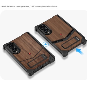 Custom Walnut Wood Back Panel Magnetic Case for Samsung Z Fold 8 Ultra With 360 <b>Ring</b> Stand Aluminum Alloy Frame Shockproof Cover - Product Image 5