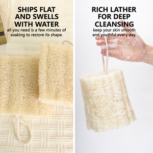Lot de 3 éponges loofah naturelles bio, écologiques, pour la douche, exfoliantes, pour adultes, nettoyage en profondeur du corps et soin de la peau en spa ou bain - Product Image 5