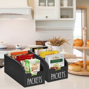 Wooden Spice Bag Storage Box Rectangle Multi Compartment <b>Kitchen</b> Organizer For Coffee Tea Packets - Product Image 1