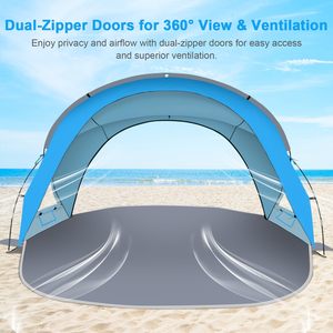 Carpa de Playa, Refugio Ligero y Portátil, Camuflaje, Impermeable, Toldo con 2 Puertas con Cremallera, Fácil de Instalar, para Familias, Playa y Camping - Product Image 4