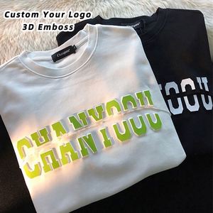 Heavy Weight Knitted Cotton Solid Blank Custom Logo Embossed <strong>3D</strong> Men's Formal Short Sleeve <strong>T</strong>-<strong>Shirts</strong> High Quality <strong>Printing</strong> - Product Image 1